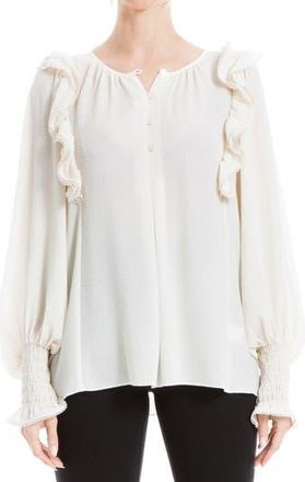 Max Studio Ruffle Shoulder Top in Champagne at Nordstrom Rack, Size X-Large
