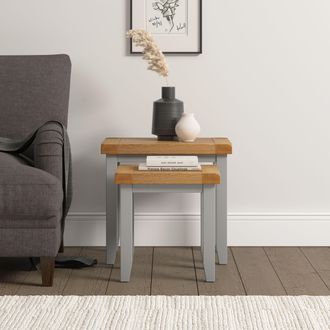 Seconique Windsor Nest of 2 Tables (Fully Assembled) in Light Grey