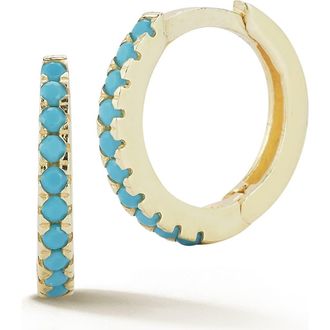 Sphera Milano 14K Gold Plated Sterling Silver Synthetic Turquoise Huggie Hoop Earrings at Nordstrom Rack