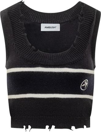 AMBUSH Black Stripes Round Neck Top