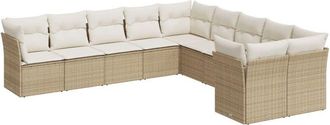 vidaXL Juego De Sof&aacute;s Jard&iacute;n Con Cojines Beige 10 Pzas Rat&aacute;n Sint&eacute;tico Vidaxl