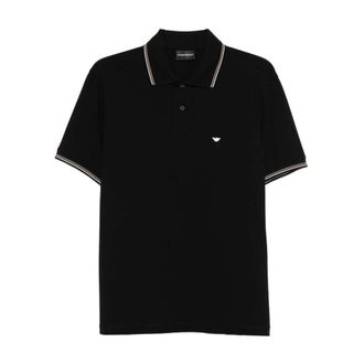Emporio Armani Slim-fit stretch piqu&eacute; polo shirt met micro-eagle - Heren - Polos - Zwart - 2XL - Katoen - Tops