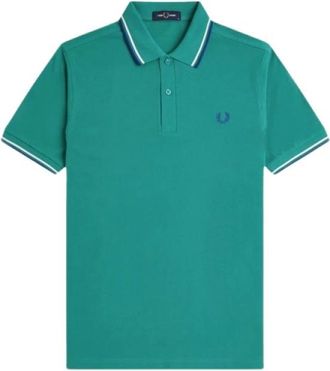 Fred Perry Tops, Heren, Groen, XL, Katoen, M3600 Twin Tipped Shirt