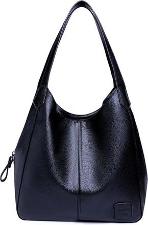 Generic Compatible For Casual Large Capacity Soft Leather Handbag Womens Lightweight Versatile Single Shoulder Tote Bag(Navy Blue)