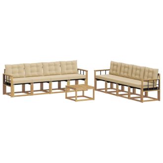 vidaXL Conjunto De Sof&aacute;s De Exterior Con Coj&iacute;n 9 Pcs Y Beige Vidaxl