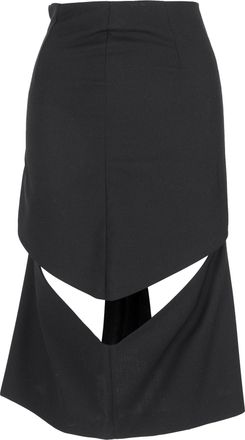Maison Margiela Cutout Midi Skirt in Black Wool
