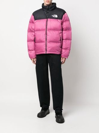 The North Face logo-print padded down jacket - men - Nylon/Nylon/Feather Down - L - Purple