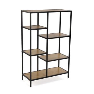 VERSA Estanter&iacute;a 6 baldas en aglomerado efecto madera y metal negro y marr&oacute;n