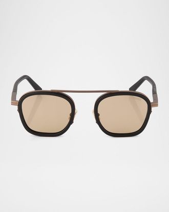 Ermenegildo Zegna Mens Orizzonte Metal Aviator Sunglasses