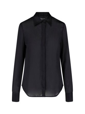 Dondup Black Chiffon Hidden Button Shirt