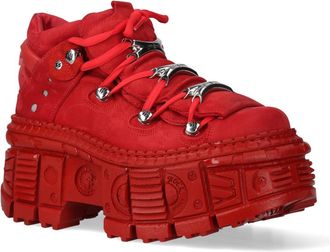 New Rock M-106WALL-C13 Metallic Red Leather Gothic Ankle Boots