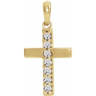 Diamond2Deal 14k Gold Lab-Grown Diamond Cross Pendant
