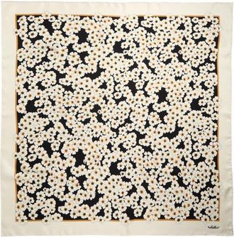 Valentino Garavani Daisy Print Silk Scarf in Black/Ivory at Nordstrom