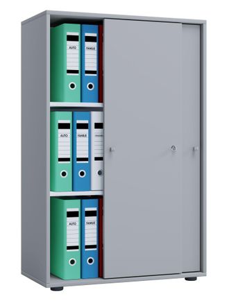 ebuy24 Armario De Oficina Vcm Con 3 Compartimentos Armario De Archivo Moderno Con Puertas Correderas Dimensiones Aprox. An. 70 X Al. 111 X T. 40 Cm - Lona 3 