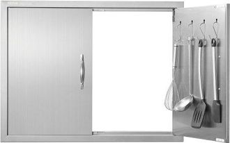 OEM Grill-zugangst&uuml;r, 787 X 609 Mm, Doppelte Au&szlig;enk&uuml;chent&uuml;r, Fl&auml;chenb&uuml;ndig Montierte Edelstahlt&uuml;r, Doppelwandige Vertikale T&uuml;r Mit Griffen Und Haken, F&uuml;r 