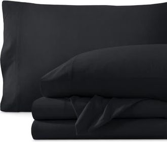Bare Home Organic Cotton Jersey Sheet Set in Black at Nordstrom, Size Twin X-Long
