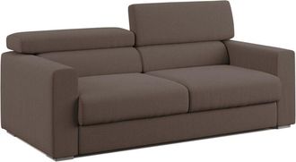 Divani.Store Dylan Sof&aacute; Con Pouf Extra&iacute;ble En Tejido Efecto Algod&oacute;n Impermeable 188 Cm Marr&oacute;n