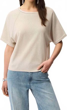 Joseph Ribkoff Sequins Yarn Short Sleeve Sweater In Moonstone