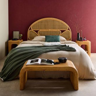 Sweeek Pair Of Bedside Tables Or Side Tables In Natural Rattan in Light Brown
