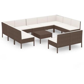 vidaXL 12 Pcs Set Lounge Garden Con Almohada