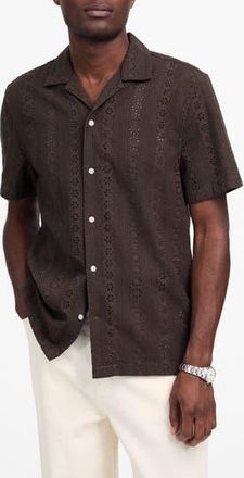 Madewell Short Sleeve Button-Up Shirt in Embroidered Cotton in Soft Charcoal at Nordstrom Rack, Size Xx-Large