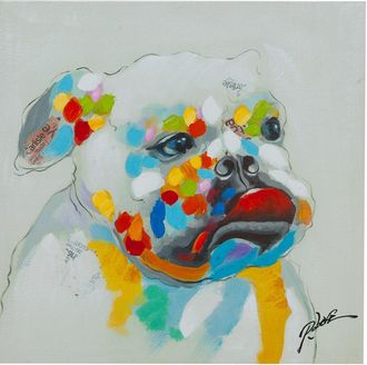 Biscottini International Cuadro &Oacute;leo Sobre La Tela Pintado A La Mano Bulldog