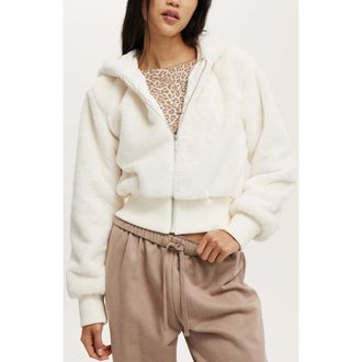 Cotton On Womens Teddy Hooded Jacket in Creme Fraiche at Nordstrom, Size Xxx-Small