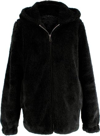 Helmut Lang Black Faux Fur Hooded Jacket Size XS