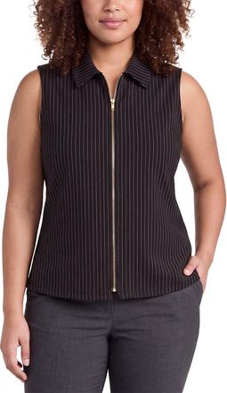 Anne Klein Plus Front Zip Mock Neck Top