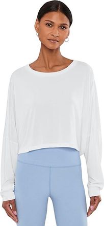 Beyond Yoga Studio Luxe Cropped Long Sleeve T-Shirts Womens Workout White : XL, Modal/Polyester