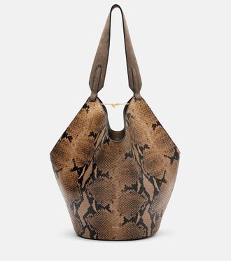 Khaite Lotus Small snake-effect leather tote bag