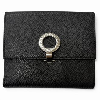 Bulgari Silver Black Leather Wallet (Bi-Fold) (Pre-Owned)