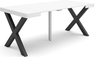 Skraut Home Mesa Consola Extensible, Mesa Comedor Plegable, 180, Para 8 Comensales, Patas Madera Maciza, Estilo Moderno, Blanco - Skraut Home