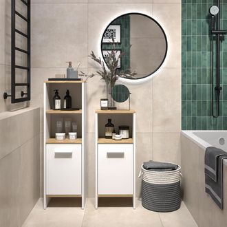 Vicco Conjunto De Muebles De Ba&ntilde;o Karli, Roble Blanco/dorado, 2 Partes, Vicco