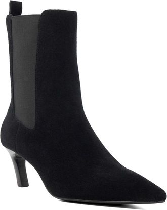 Dune London Womens Ladies Orie - Suede Pointed Toe Slanted Heel Ankle Boots - Black - Size UK 4