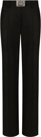 Dolce & Gabbana Broeken, Dames, Zwart, M, Leer, Rechtvallige broek