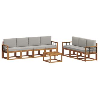 vidaXL Conjunto De Sof&aacute;s De Exterior 8 Pcs Gris Natural Y Claro Vidaxl