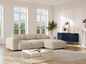 Vente-Unique Grande divano letto angolo a destra in Tessuto chin&eacute; Beige - POGNI della Maison C&eacute;phy