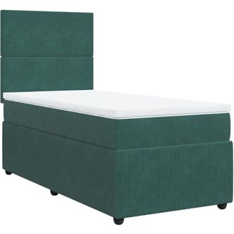 vidaXL Cama Box Spring Con Colch&oacute;n Terciopelo Verde Oscuro 90x200 Cm Vidaxl