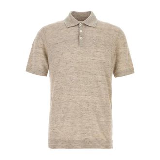 Brunello Cucinelli Linen and Cotton Knit Polo - male - Brunello Cucinelli - Polo Shirts - Beige - 2XL - Tops