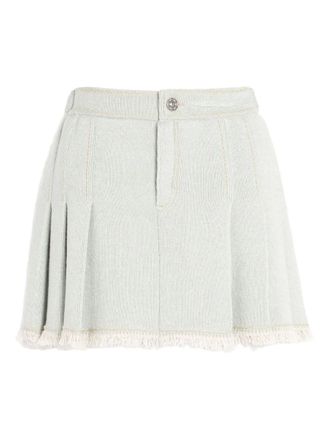 Barrie pleated buckled skirt - women - Cotton/Cashmere - L - Green