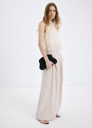 Mango Top in tessuto misto arricciato grezzo - Donna - S - MANGO