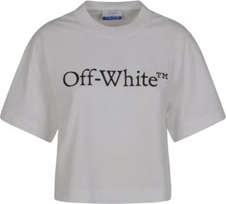 Off-white Big Logo Bookish Crop Tee - Dames - T-shirts - Wit - XS - Katoen - Tops