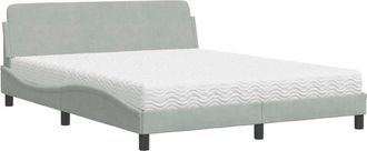 vidaXL Cama Con Colch&oacute;n Dover Terciopelo Gris Claro 160x200 Cm Vidaxl