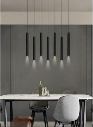 Trade Shop Trade Shop Traesio - Trade Shop - Lampadario A Sospensione Design Moderno Cilindro Soffitto Attacco Gu10 Ip20 A61 - Negro