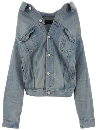 Balenciaga drop-shoulder denim jacket - Blue