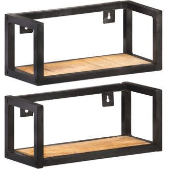 vidaXL Vidaxl - Estantes De Pared 2 Unidades 40 Cm Madera De Mango Rugosa
