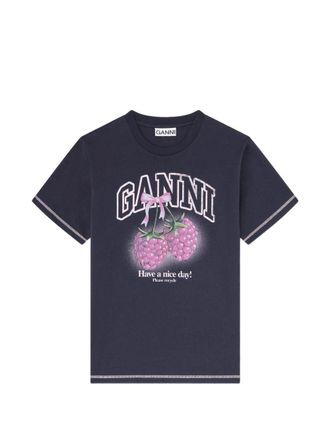 Ganni Raspberry Cotton T Shirt
