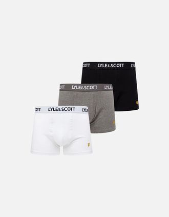 Lyle & Scott Lyle And Scott Mens 3-Pack Barclay Boxer Briefs, Black/White/Grey - Size: 39/38/32