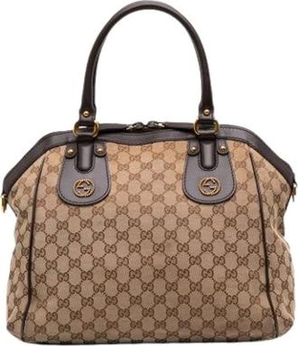 Gucci Pre-owned Handbags, female, Brown, Size: ONE SIZE Pre-owned Leather Handbag